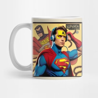 Unleash the Power: Superhero Soundscape Vinyl Record Artwork Mug